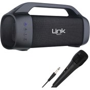 Resim Linktech M300 Karaoke Mikrofonlu Bluetooth Speaker Kablosuz Hoparlör Siyah 
