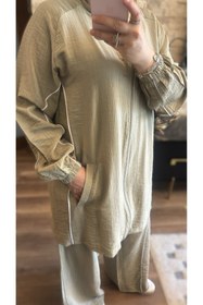 Resim MİMİ Luxury Wear Kadın Biye Detaylı Fermuarlı Tesettür İkili Takım 
