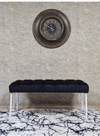 Resim Zafir Beyaz Boyalı Tel Ayaklı 90 Cm Puf Bench - Puf - Bench - Kasalı Oturak - Oturak - Yatak Ucu Puf Siyah 