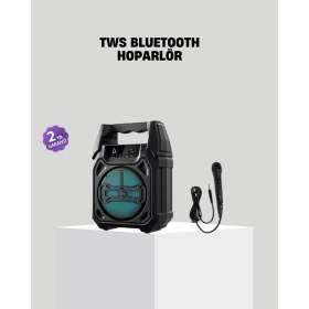 Resim 6.5 Inç Bluetooth Hoparlör Mikrofonlu Taşınabilir Karaoke ve Parti Sistemi 