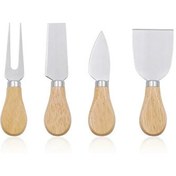 Resim Kitchen Design Lab Lüks Bambu Saplı 4'lü Çelik Peynir Bıçak Seti 