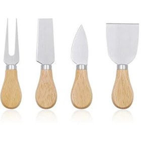 Resim Kitchen Design Lab Lüks Bambu Saplı 4'lü Çelik Peynir Bıçak Seti 
