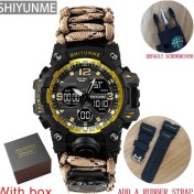 Resim Hanyang Kutu Askısı ile Altın Açık Hayatta Kalma Askeri Saat Su Geçirmez Çok Fonksiyonlu Hayatta Kalma Kiti Askeri Taktik Paracord Izle Pusula Spor Saat (Yurt Dışından) 