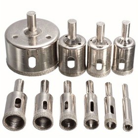 Resim 10 adet Elmas Kaplı HSS Matkap Seti Karo Mermer Cam Seramik Delik Testere Matkap Uçları, Güç Araçları 6mm-32mm (0.23-1.26in) 