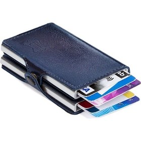 Resim Lederax Çift Mekanizmalı Deri Erkek Kartlık Cüzdan Lacivert 