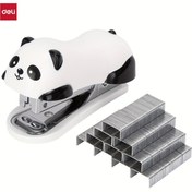 Resim Deli Panda Temalı Zımba Seti, Dahili Çıkarıcı ile - 1 Kutu Zımba Dahil, Ofis & Öğrenciler için Şık Tasarım, Ofis Zımbası 