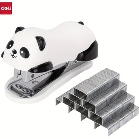 Resim Deli Panda Temalı Zımba Seti, Dahili Çıkarıcı ile - 1 Kutu Zımba Dahil, Ofis & Öğrenciler için Şık Tasarım, Ofis Zımbası 