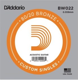 Resim D'addario Acoustic Guitar 80/20 Bronze Single .022 - Bw022 Akusti 