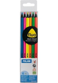 Resim Mılan 752306 Black Wood Fluo Kuru Boya Kalemi 6lı 