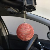 Resim Luord Store Kristal Taşlı Disko Topu Dikiz Ayna Süsü Büyük 8cm Kırmızı 