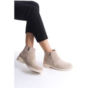 Resim Margaret Fermuarlı Ortopedik Taban Topuklu Süet Kadın Bot Stt - Ten Çok Renkli 