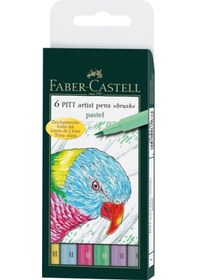 Resim Faber-Castell Pitt Çizim Kalemi Fırça Uç Pastel Renkler 6'lı 
