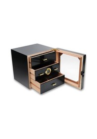 Resim Falconetti Çekmeceli 3 Katlı Siyah Sedir Humidor Puro Kutusu Rd10 