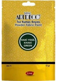 Resim Artdeco Toz Kumaş Boyası 13gr Haki Yeşil 2 Adet Ve 1 Adet Sabitleyici Haki 