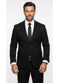Resim Plus Scorpion Slim Fit Pike Dokuma Erkek Blazer Ceket Modern Şık Günlük Kombin Siyah 