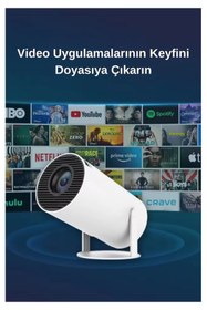 Resim howear HY300 720P Android Wireless Bluetooth Destekli 180 Derece Dönebilen Projeksiyon Cihazı Beyaz 
