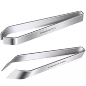 Resim 1/2 adet Balık Kemiği Cımbız Paslanmaz Çelik Düz ve Eğimli Cımbız Pense Çıkarıcı Araçlar (11.68cm) Mutfak Gıda Aletleri 