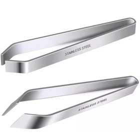 Resim 1/2 adet Balık Kemiği Cımbız Paslanmaz Çelik Düz ve Eğimli Cımbız Pense Çıkarıcı Araçlar (11.68cm) Mutfak Gıda Aletleri 