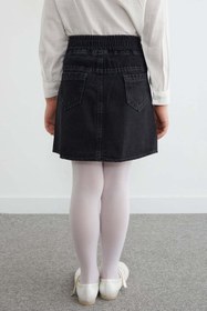 Resim Fulla Moda Beli Lastikli Yıldız Nakışlı Taşlı Kız Çocuk Jean Etek 