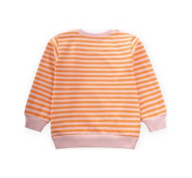 Resim Cigit Çizgili Triko Sweatshirt 0-4 Yaş Pudra Şeftali Pudra 