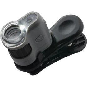 Resim Micromini 20X LED Işıklı Cep Mikroskopu, Entegre LED ve Uv El Feneri ve Evrensel Akıllı Telefon Digiscoping Adaptör Klipsi (MM-380) 