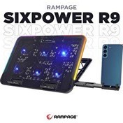 Resim Rampage SIXPOWER R9 6 Fan RGB Işıklı Telefon Tutuculu Notebook Soğutucu 