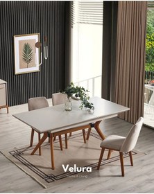 Resim Elra Yemek Odası Takımı Yemek Masası + 4 Adet Sandalye Beyaz 