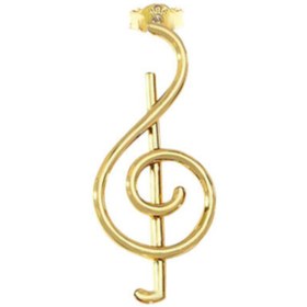 Resim EnginGold 14 Ayar Altın Sol Anahtarı Müzik Küpe 