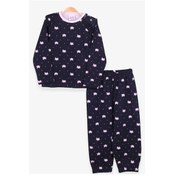 Resim Breeze Kız Bebek Pijama Takımı Sevimli Kedicik Desenli Lacivert (9 Ay-1. Breeze