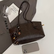 Resim Kadınlar için Vintage Tote Çanta - Büyük Kapasiteli Dönüştürülebilir Omuz Çantası & Clutch, Çıkarılabilir Zincir Askılı, Fermuarlı Kapatma, Kahve/Koyu Kahverengi/Beyaz/Siyah İşe Gidiş-Geliş ve Günlük Kullanım İçin, Seyahat Arkadaşı, Şık Aksesuar, Zarif Detaylar, Geniş El Çantası, Profesyonel Kadınlar 