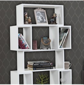 Resim Pasifichome Box Raflı Kutulu Beyaz Kitaplık / Çalışma Odası Kitaplık 