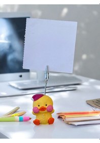 Resim Pembe Şapkalı Civciv Temalı Not Tutacağı Fotoğraf Tutacak Tutucu Ofis Seti Hediyelik Pembe 