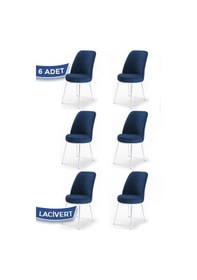 Resim Canisa Concept Dexa Serisi Lacivert Renk 6 Adet Sandalye, Renk Lacivert, Ayaklar Beyaz Lajivert 