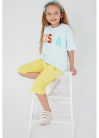 Resim U.S. Polo Assn. U.S. Polo Assn Round Font Color Krem Kız Çocuk Kapri Takım Krem 