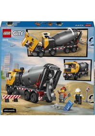 Resim Lego City Beton Mikseri 3 Minifigürlü Büyük İnşaat Kamyonu Oyuncağı 60478 