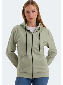 Resim Slazenger Katya 2 Li Set Kadın Fermuarlı Kapüşonlu Cepli Sweatshırt Ekru - Yeşil 