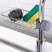 Resim Mutfak Musluğu Süngeri Paslanmaz Çelik Tutucu, Duş Rafı Sabunluk Lavabo Düzenleyici Banyo veya Mutfak Süngeri Sabun ve Fırça vb. İçin 