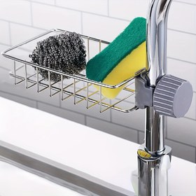 Resim Mutfak Musluğu Süngeri Paslanmaz Çelik Tutucu, Duş Rafı Sabunluk Lavabo Düzenleyici Banyo veya Mutfak Süngeri Sabun ve Fırça vb. İçin 
