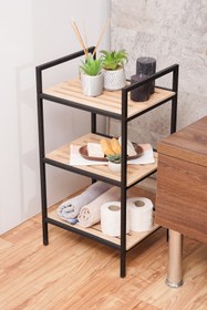 Resim Mudesa Metal Ahşap Dekoratif 3 Raflı Çok Amaçlı Açık Banyo Dolabı 