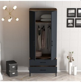 Resim Variant Kumsal 2 Kapılı T Gardrop - Ceviz / Antrasit 