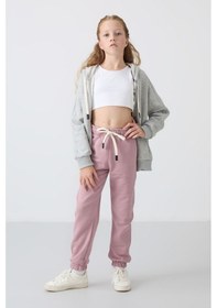 Resim Tommy Life Gül Kurusu Pamuklu İçi Tüylü Yumuşak Dokulu Standart Fit Nakışlı Kız Çocuk Eşofman Alt - 75158 Gül Kurusu 