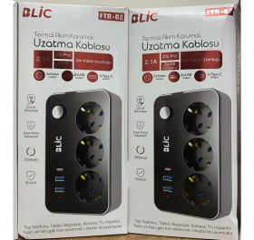 Resim Blıc 2*usb-A,1*type-C, 2 Metre Kablolu Akım Korumalı Priz 
