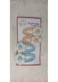 Resim Amigurumi Toka - Çıtçıtlı El Örgüsü Toka 2 Çift Açık Mavi 