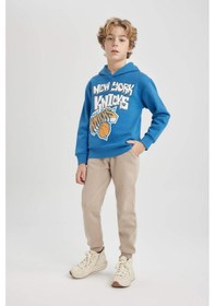 Resim Defacto Erkek Çocuk NBA New York Knicks Kapüşonlu Kalın Sweatshirt B4793A823WNBE776 Mavi 