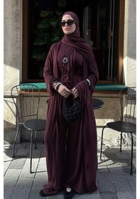 Resim Carell Micro Modal Abaya Mürdüm Çok Renkli 