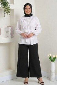 Resim CNG MODA Tesettür Kuşaklı Kol Büzgülü Gömlek 