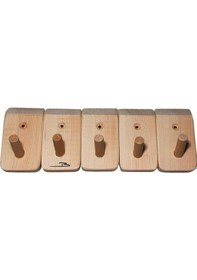 Resim Doğal Ahşap Tekli Askılık Çok Amaçlı Dolap Duvar Askısı (5Li Set)-Altın 