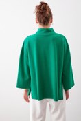 Resim Vitrin Düşük Kol Yakalı Yanlar Yırtmaçlı Örme Oversize Bluz 
