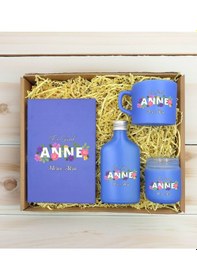 Resim Bk Gift Kişiye Özel İsimli Dtf Anne Temalı Mavi Defter & Kahve Fincanı & Kolonya & Mum Hediye Seti-3, Anneye Hediye, Anneler Günü Hediyesi Kobitmeyenc 