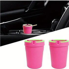 Resim Chuangyinshop 2'li Pembe Portatif Araç Küllüğü Kendiliğinden Sönen Tasarım Dumanısız Kompakt 